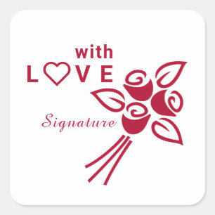 Sticker Carré "Avec L ❤️ VE" personnalisé
