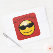 Sticker Carré Avenir Radieux Émoji Drôle avec Lunettes de Soleil (Enveloppe)