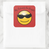 Sticker Carré Avenir Radieux Émoji Drôle avec Lunettes de Soleil (Sac)