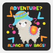 Sticker Carré Aventure Alpaca Mes Sacs Mignonne Drôle (Devant)