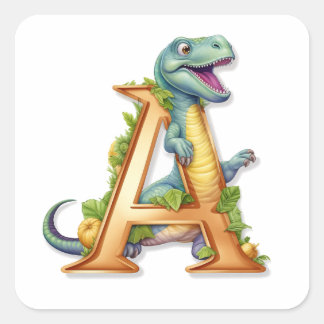 Sticker Carré Aventure Alphabet : A pour Dinosaur