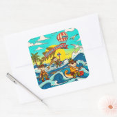 Sticker Carré Aventure attend sous les vagues ! (Enveloppe)