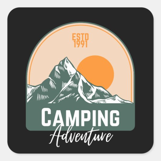 Sticker Carré Aventure Camping (Devant)