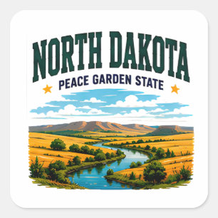 Sticker Carré Aventure dans les prairies du Dakota du Nord