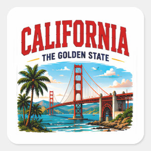 Sticker Carré Aventure de la côte dorée de Californie