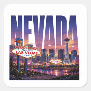 Sticker Carré Aventure du ciel du désert de Las Vegas Nevada