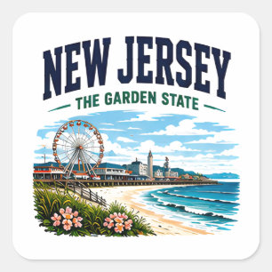 Sticker Carré Aventure du littoral du New Jersey