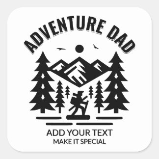 Sticker Carré Aventure personnalisée en noir et blanc Papa Ajout