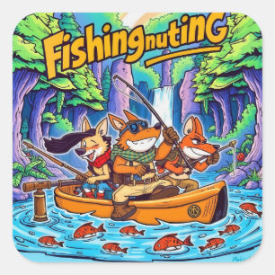 Sticker Carré Aventures dans la pêche
