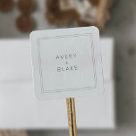 Sticker Carré AVERA Corail moderne et Mariage frontalier Turquoi<br><div class="desc">Audacieux mais simple,  cet autocollant mariage de l'Avery Suite associe une bordure bicolore et un lettrage gris doux. Propre,  lumineux et ludique,  il ajoute de la couleur sans encombre. Personnalisez le étiquette avec les noms du couple.</div>