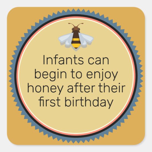 Sticker Carré Avertissement concernant le nourrisson d'abeille d (Devant)