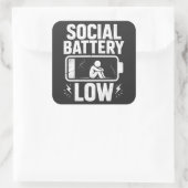 Sticker Carré Avertissement de batterie sociale faible (Sac)