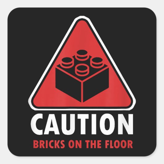 Sticker Carré Avertissement Drôle Attention Blocs De Constructio (Devant)