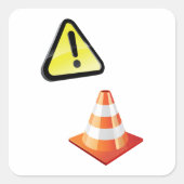 Sticker Carré Avertissement du cône de signalisation (Devant)