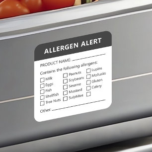 Sticker Carré Avertissement sur les allergènes de sécurité alime