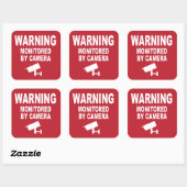 Sticker Carré Avertissement : surveillé par caméra (Feuille)