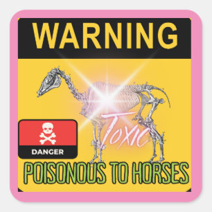Sticker Carré avertissement toxique pour les chevaux