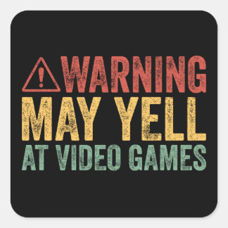 Sticker Carré Avertissement Vintage Peut Crier Contre Les Jeux V