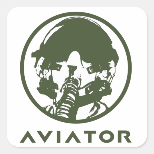 Sticker Carré Aviateur pilote Helmet (Devant)