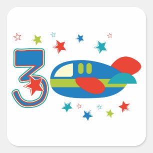 Sticker Carré Avion 3e anniversaire