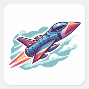 Sticker Carré avion/avion de chasse