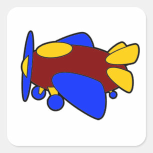 Sticker Carré Avion mignon coloré Cartoon Plane pour enfants
