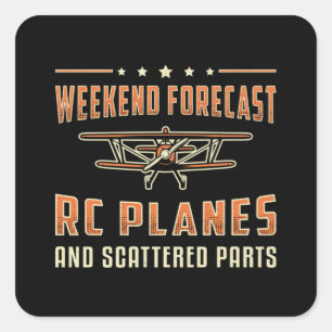 Sticker Carré Avion RC Avion Pilote Fin de semaine Prévision Avi