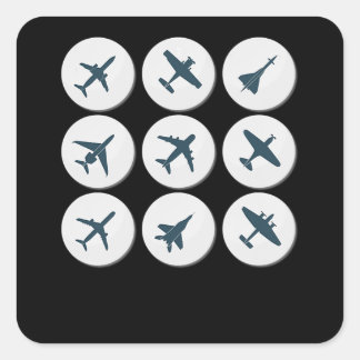 Sticker Carré Avion Volant Pilote Anniversaire Idée cadeau Homme