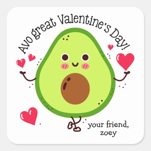 Sticker Carré Avo Grande Saint Valentin Avocado Saint Valentin (Devant)