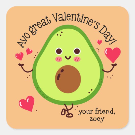 Sticker Carré Avo Grande Saint Valentin Avocado Saint Valentin (Devant)