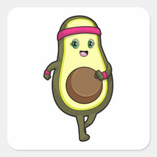 Sticker Carré Avocado à Jogging avec Headband