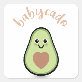 Sticker Carré Avocado avec coeur baby-cado pour un bébé