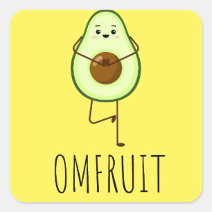 Sticker Carré Avocado faisant du yoga