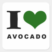 Sticker Carré Avocado, j'adore l'avocat (Devant)