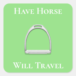 Sticker Carré "Avoir Cheval Voyage" Stirrup Fer Lime Vert