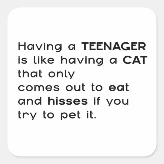 Sticker Carré Avoir un adolescent... (Devant)