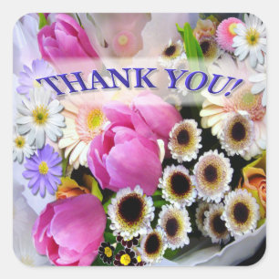 Sticker Carré Avril Bouquet Anniversaire Salutation