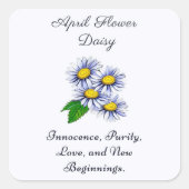 Sticker Carré Avril Mois de naissance Fleur Daisy Fresque et Sim (Devant)