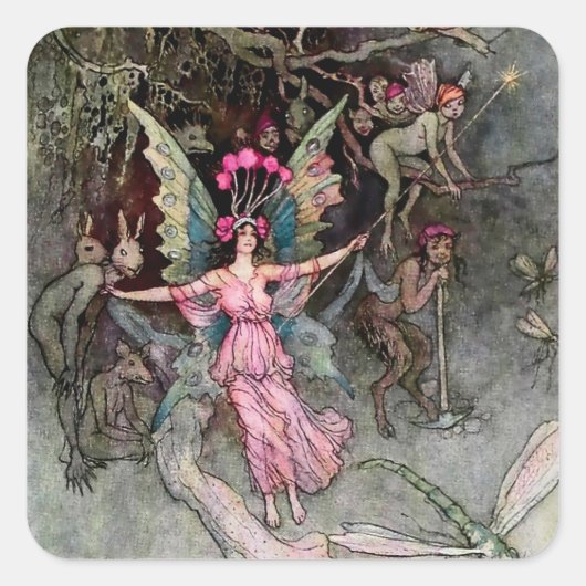 Sticker Carré « Away Down Under » par Warwick Goble (Devant)