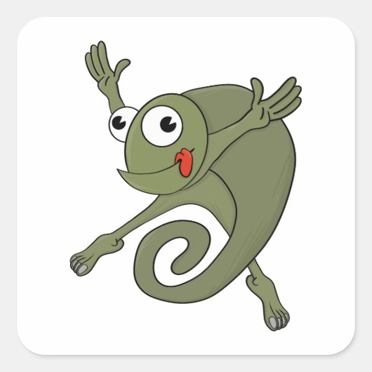 Sticker Carré Awesome Chameleon (Devant)