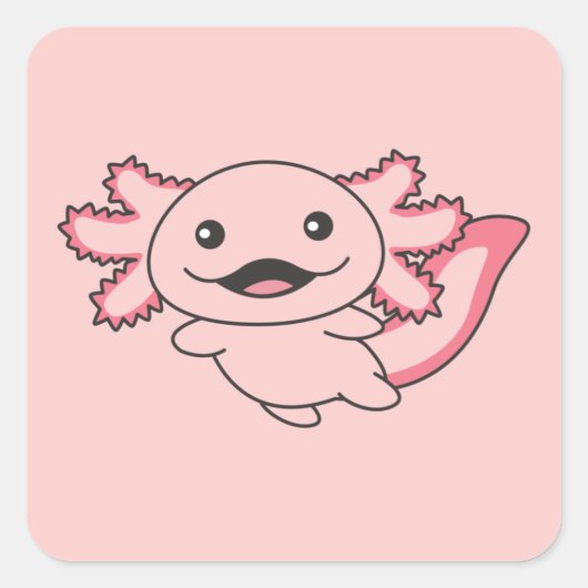 Sticker Carré Axolotl Différents Types D'Axolotls Mignons Animau (Devant)
