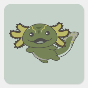 Sticker Carré Axolotl Différents Types D'Axolotls Mignons Animau