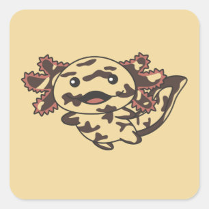 Sticker Carré Axolotl Divers Types D'Axolotls Sweet Animaux Sq