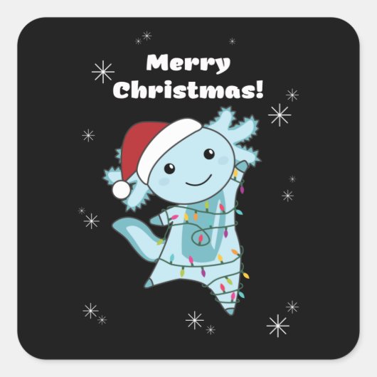 Sticker Carré Axolotl Joyeux Noël Animaux d'hiver Axolotls (Devant)