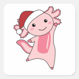 Sticker Carré Axolotl Joyeux Noël Animaux d'hiver Axolotls