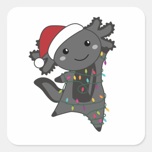 Sticker Carré Axolotl Joyeux Noël Animaux d'hiver Axolotls (Devant)