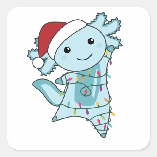 Sticker Carré Axolotl Joyeux Noël Animaux d'hiver Axolotls (Devant)