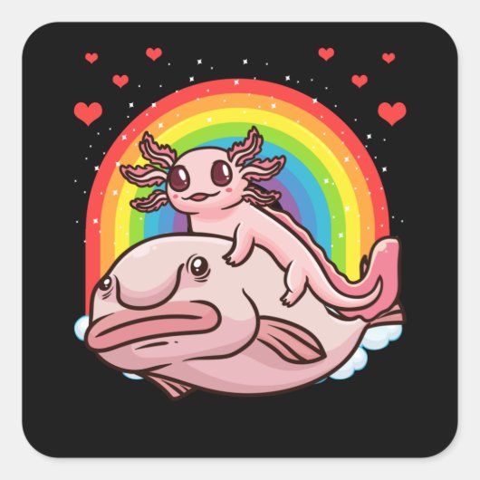 Sticker Carré Axolotl Kawaii Blobfish (Devant)