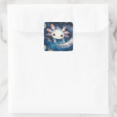 Sticker Carré Axolotl lunaire dans les eaux lunes (Sac)