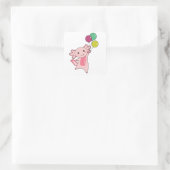 Sticker Carré Axolotl Mouches D'Animal Douce Avec Ballons Vers L (Sac)